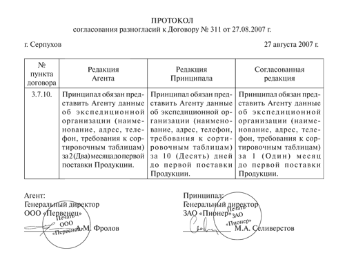 Протокол Разногласий К Договору Украина